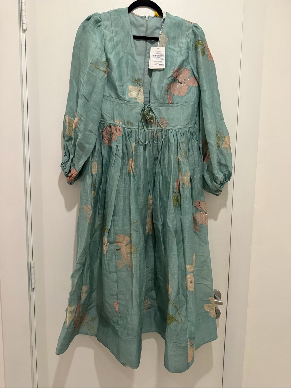 The Zimmermann Illuminate Drawn Mint Hibiscus Print Midi Dress - Picture 7 of 8